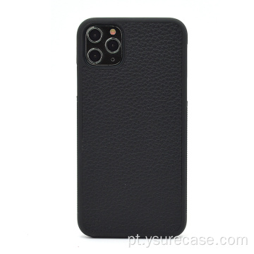 Moderno elegante capa de telefonia em couro preto com